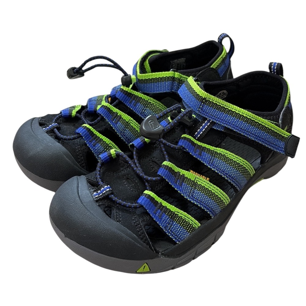 Keen Newport H2 Kids Sandals Blue‎ Lime Green Striped Size 4Y